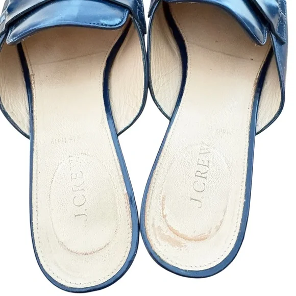 shoes J. CREW 8 navy leather mules slip-ons tassels - Picture 10 of 14